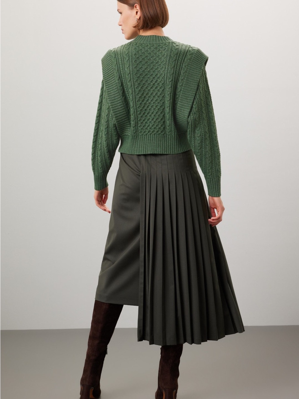 Green Cable Knit Sweater - Classic Women's Crewneck - Picture 3 of 10